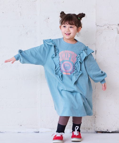 Life Support Products(ライフサポートプロダクツ)の「ボリュームフリルワンピース(ワンピース・キッズ・オフホワイト/ライトブルー/チャコール・90/100/110/120/130/140/150)」の6枚目の写真