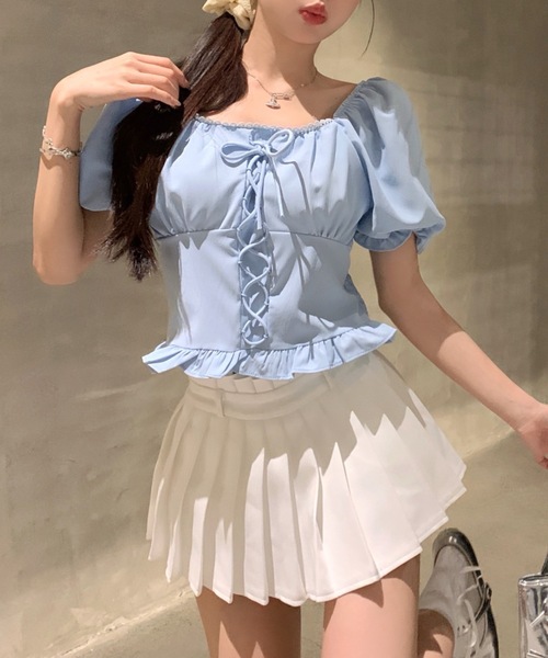 新品・未使用　シーマリー　cccmalie ブラウス　半袖　パフスリーブ 美品】cccmalie シーマリー パフスリーブ 半袖ブラウス ピンク