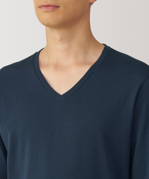 綿100％）紳士 あったか綿 厚手 Vネック長袖Tシャツ（インナー