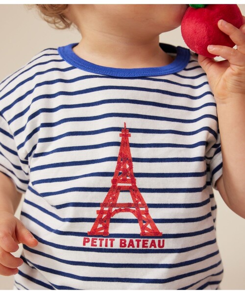 PETIT BATEAU（プチバトー）の「半袖Ｔシャツ（Tシャツ/カットソー・キッズ・ホワイト×ネイビー・36MONTH/24MONTH/12MONTH/18MONTH）」の2枚目の写真