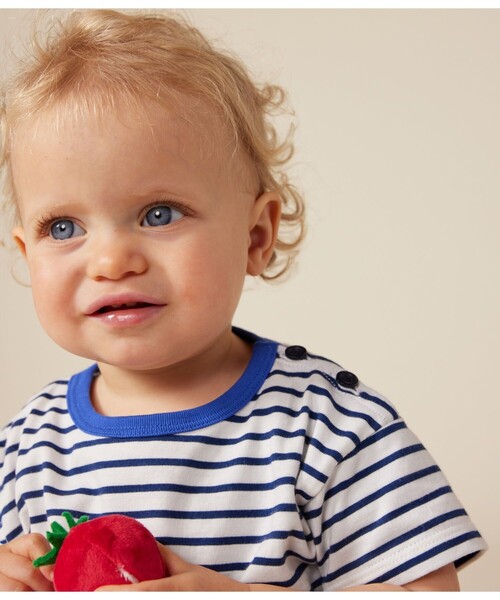 PETIT BATEAU（プチバトー）の「半袖Ｔシャツ（Tシャツ/カットソー・キッズ・ホワイト×ネイビー・36MONTH/24MONTH/12MONTH/18MONTH）」の3枚目の写真