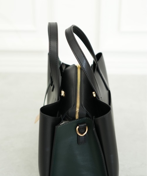 MERCURYDUO（マーキュリーデュオ）の「【MERCURYDUO/マーキュリーデュオ 】 ≪新色追加≫ 配色 アオリ軽量ハンドバッグ（ハンドバッグ・レディース・ベージュ/ダークブラウン/ブラック/アイボリー/ライトグレー/グレイッシュベージュ・FREE）」の11枚目の写真