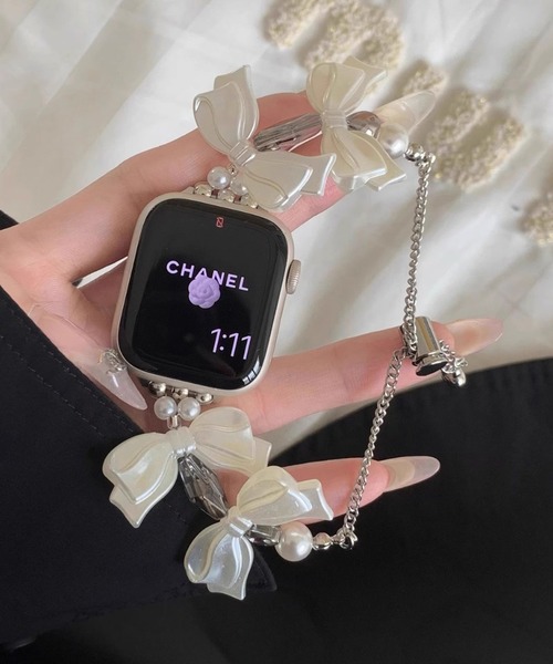LUON(ルオン)の「LUON / Apple Watch Band / リボン ブレスレット アップルウォッチ バンド(デジタル腕時計・レディース・シルバー・B/A)」の3枚目の写真