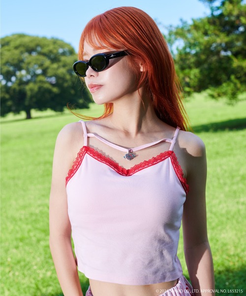 レア チャーム付き キャミソール andme キャミソール 「7色展開」カップ付きホルターネック風