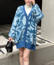 SPIRALGIRL | マーブルパターンシャギーニットミドル丈カーディガン(カーディガン/ボレロ)