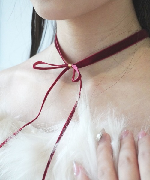 Port(ポート)の「【 Port / ポート 】韓国風 ベロア リボンチョーカー(チョーカー・レディース・バーガンディー/ブラック・FREE)」の10枚目の写真