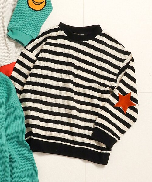 BREEZE(ブリーズ)の「肘パッチロンT(Tシャツ/カットソー・キッズ・エメラルド/その他2/レインボー・110/100/90/80/140/130/120)」の1枚目の写真