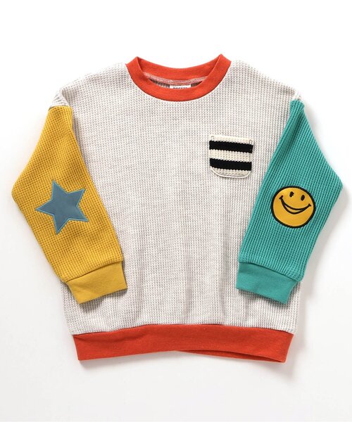 BREEZE(ブリーズ)の「肘パッチロンT(Tシャツ/カットソー・キッズ・エメラルド/その他2/レインボー・110/100/90/80/140/130/120)」の3枚目の写真