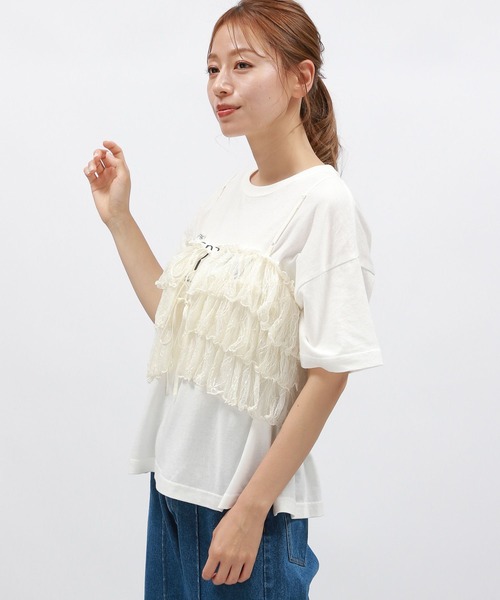 LAKOLE（ラコレ）の「レースフリルキャミ / 142962（キャミソール・レディース・ブラウン/アイボリー/ブラック・FREE）」の7枚目の写真