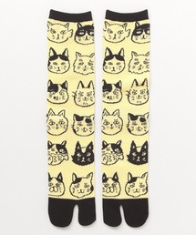 倭物やカヤ（ワモノヤカヤ）の「【倭物やカヤ】足袋型くつ下25～28cm 猫のお顔（ソックス/靴下）」