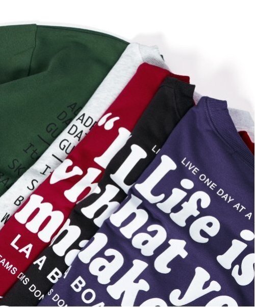 GLAZOS(グラソス)の「【大人向けサイズあり】【プチプラ】アソートバックプリントトレーナー(スウェット・キッズ・ブラック/レッド/グリーン/オートミール/パープル/ブラウン・S/M/L/LL)」の9枚目の写真