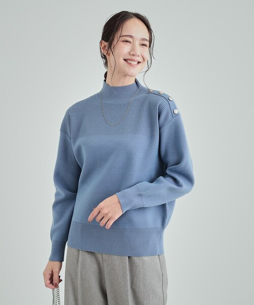 セール】【高レビュー/洗える/セットアップ可】 もちもちリブ切替 肩