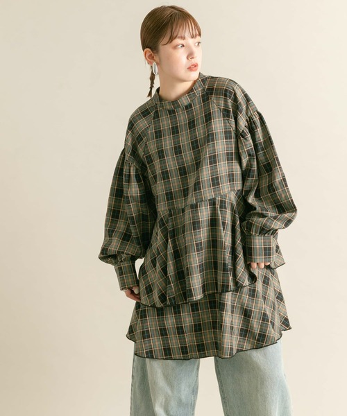 KBF（ケイビーエフ）の「ティアードチェックミニワンピース（ワンピース・レディース・ブルー系その他/ブラック系その他・ONE）」の4枚目の写真