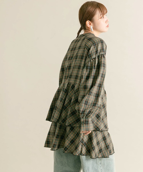 KBF（ケイビーエフ）の「ティアードチェックミニワンピース（ワンピース・レディース・ブルー系その他/ブラック系その他・ONE）」の13枚目の写真