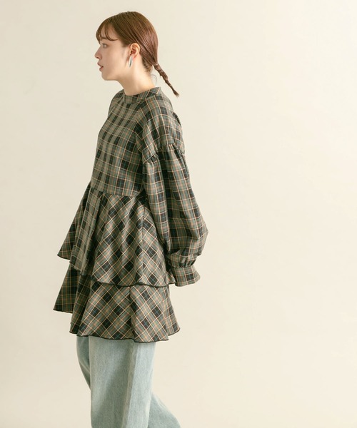 KBF（ケイビーエフ）の「ティアードチェックミニワンピース（ワンピース・レディース・ブルー系その他/ブラック系その他・ONE）」の16枚目の写真