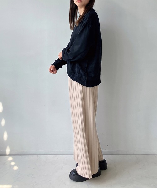 AS KNOW AS plus（アズノゥアズプラス）の「◇カットソーと布帛切り替えプルオーバー（Tシャツ/カットソー・レディース・ブラック/グレイッシュベージュ/ネイビー・FREE）」の22枚目の写真