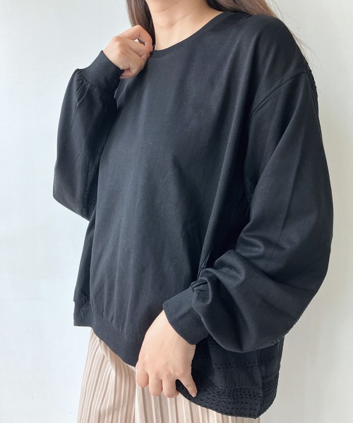 AS KNOW AS plus（アズノゥアズプラス）の「◇カットソーと布帛切り替えプルオーバー（Tシャツ/カットソー・レディース・ブラック/グレイッシュベージュ/ネイビー・FREE）」の18枚目の写真
