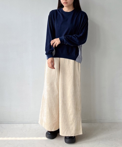 AS KNOW AS plus（アズノゥアズプラス）の「◇カットソーと布帛切り替えプルオーバー（Tシャツ/カットソー・レディース・ブラック/グレイッシュベージュ/ネイビー・FREE）」の8枚目の写真