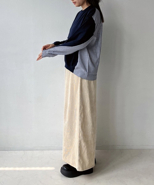 AS KNOW AS plus（アズノゥアズプラス）の「◇カットソーと布帛切り替えプルオーバー（Tシャツ/カットソー・レディース・ブラック/グレイッシュベージュ/ネイビー・FREE）」の9枚目の写真