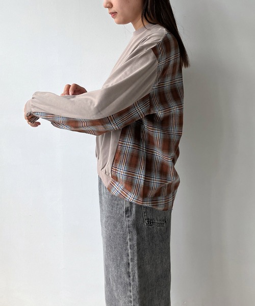 AS KNOW AS plus（アズノゥアズプラス）の「◇カットソーと布帛切り替えプルオーバー（Tシャツ/カットソー・レディース・ブラック/グレイッシュベージュ/ネイビー・FREE）」の12枚目の写真