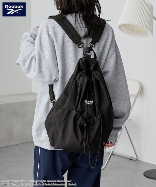Reebok（リーボック）の「Reebok/リーボック 別注 ロゴ刺繍 2WAYナイロンドローコードワンショルダーバッグ/バックパック（バックパック/リュック・レディース・ブラック/ライトグレー・FREE）」の16枚目の写真