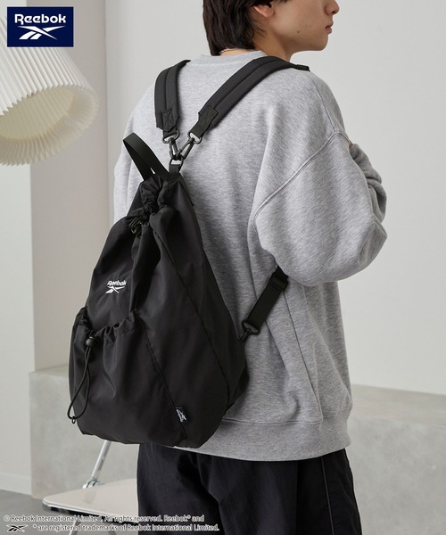 Reebok（リーボック）の「Reebok/リーボック 別注 ロゴ刺繍 2WAYナイロンドローコードワンショルダーバッグ/バックパック（バックパック/リュック・レディース・ブラック/ライトグレー・FREE）」の22枚目の写真