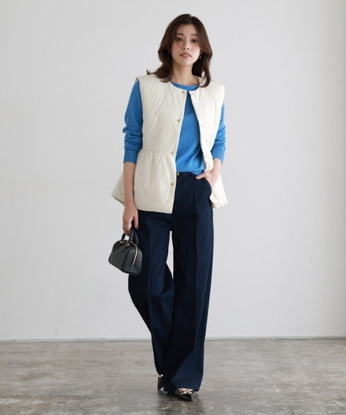 Pierrot(ピエロ)の「中綿ペプラムベスト(ベスト・レディース・アイボリー/ブラック・L/M)」の14枚目の写真