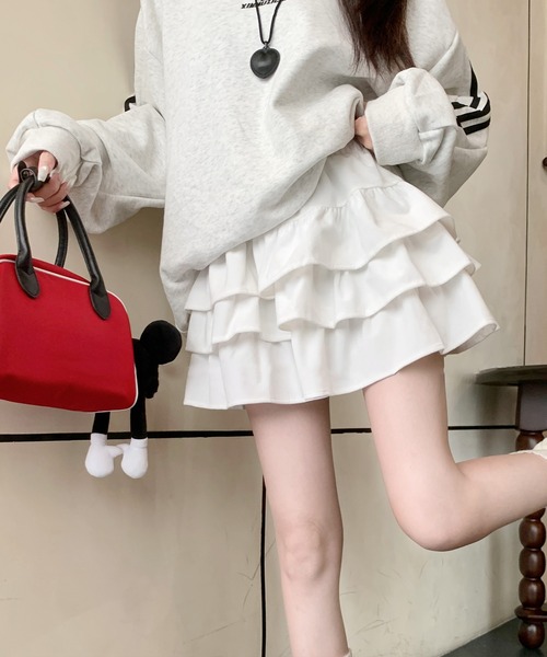frunco(フランコ)の「フリースティアードミニスカート(スカート・レディース・ホワイト/ブラック・FREE)」の3枚目の写真