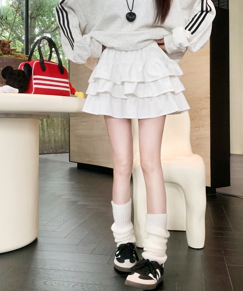 frunco(フランコ)の「フリースティアードミニスカート(スカート・レディース・ホワイト/ブラック・FREE)」の6枚目の写真
