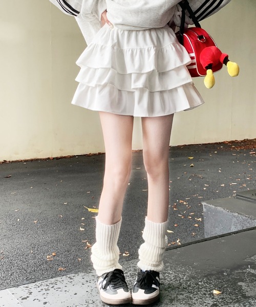 frunco(フランコ)の「フリースティアードミニスカート(スカート・レディース・ホワイト/ブラック・FREE)」の7枚目の写真