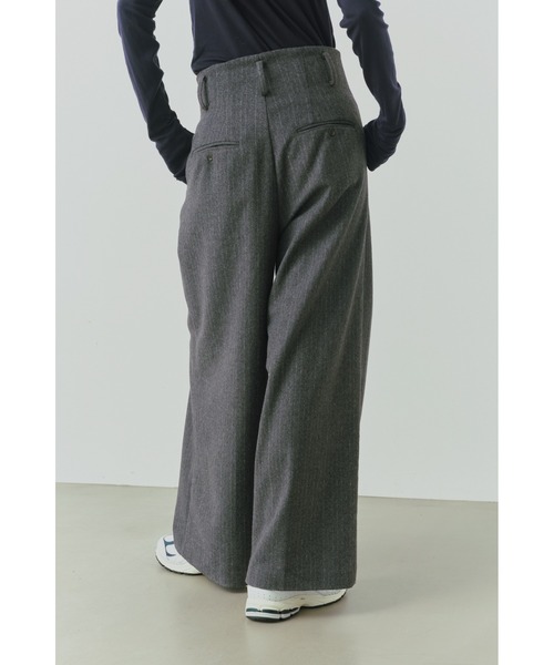 セール】High Waist Tuck Wide Pants /ハイウエストタックパンツ