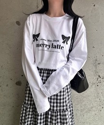 リボンプリントロングTシャツ
