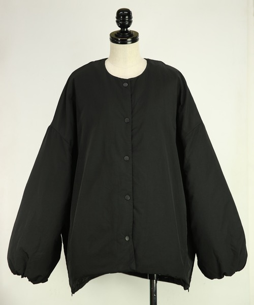 ブラック ノーカラージャケット オーバーサイズ ユアーズ ur's オーバーサイズノーカラージャケット （ブラック