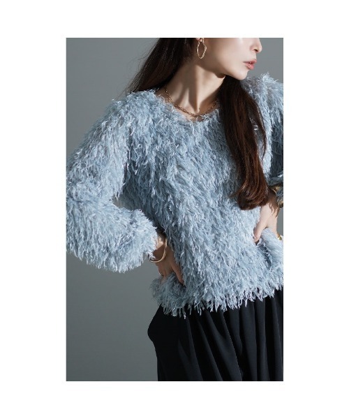 Sawa a la mode(サワアラモード)の「シャギーフェザーニットトップス(ニット/セーター・レディース・ホワイト/ブラック/ブルー・FREE)」の13枚目の写真