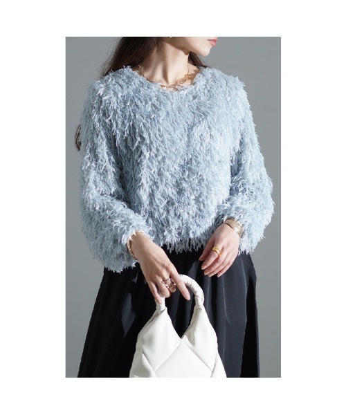 Sawa a la mode(サワアラモード)の「シャギーフェザーニットトップス(ニット/セーター・レディース・ホワイト/ブラック/ブルー・FREE)」の15枚目の写真