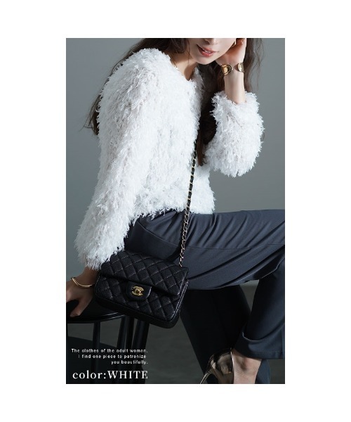 Sawa a la mode(サワアラモード)の「シャギーフェザーニットトップス(ニット/セーター・レディース・ホワイト/ブラック/ブルー・FREE)」の17枚目の写真