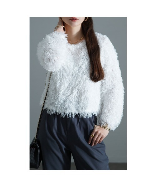 Sawa a la mode(サワアラモード)の「シャギーフェザーニットトップス(ニット/セーター・レディース・ホワイト/ブラック/ブルー・FREE)」の20枚目の写真