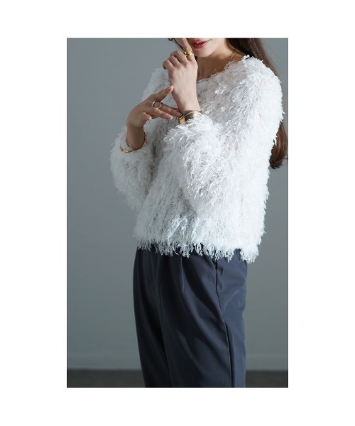 Sawa a la mode(サワアラモード)の「シャギーフェザーニットトップス(ニット/セーター・レディース・ホワイト/ブラック/ブルー・FREE)」の21枚目の写真
