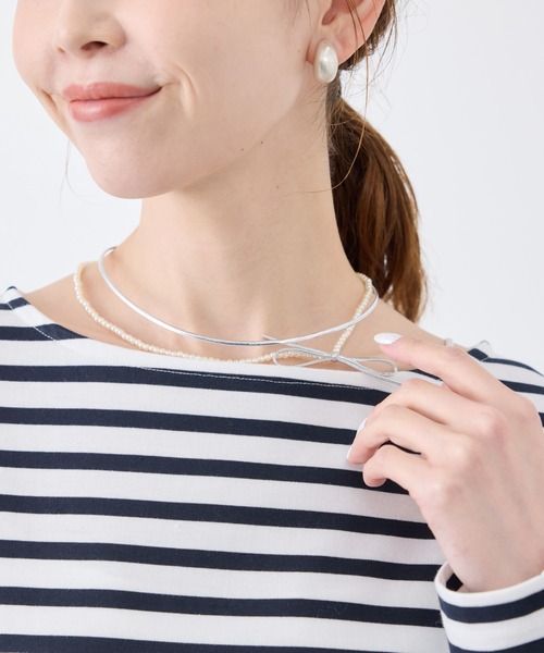 ROPE' PICNIC(ロペピクニック)の「コードリボン×パール2連ショートネックレス(ネックレス・レディース・ブラック/シルバー・FREE)」の7枚目の写真