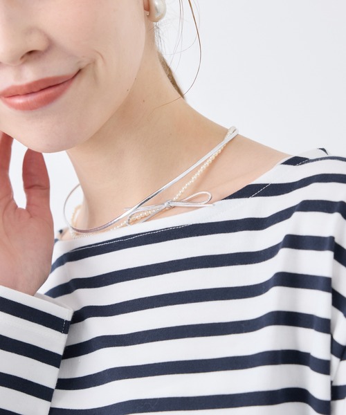 ROPE' PICNIC(ロペピクニック)の「コードリボン×パール2連ショートネックレス(ネックレス・レディース・ブラック/シルバー・FREE)」の8枚目の写真