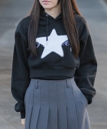 【t】〔STARTER BLACK LABEL〕ラインストーン フロントプリント ショートパーカー