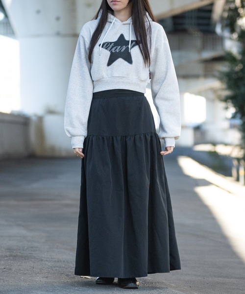 STARTER(スターター)の「【t】〔STARTER BLACK LABEL〕ラインストーン フロントプリント ショートパーカー(パーカー・レディース・ホワイト/チャコールグレー/ブラック・LARGE/MEDIUM)」の9枚目の写真