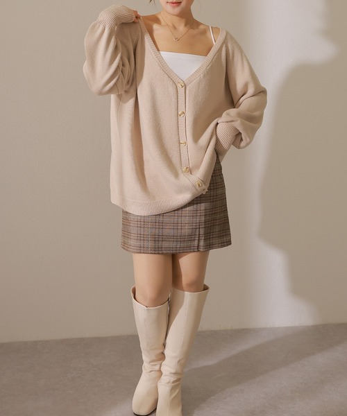Lace Ladies(レースレディース)の「ソリッドカラー バック クロス 長袖 ニット カーディガン(カーディガン/ボレロ・レディース・グレー/グレイッシュベージュ/アイボリー/グリーン・FREE/S)」の14枚目の写真