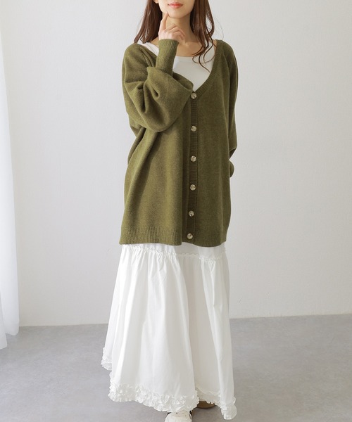 Lace Ladies(レースレディース)の「ソリッドカラー バック クロス 長袖 ニット カーディガン(カーディガン/ボレロ・レディース・グレー/グレイッシュベージュ/アイボリー/グリーン・FREE/S)」の21枚目の写真