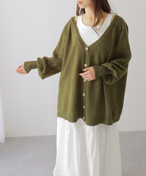 Lace Ladies(レースレディース)の「ソリッドカラー バック クロス 長袖 ニット カーディガン(カーディガン/ボレロ・レディース・グレー/グレイッシュベージュ/アイボリー/グリーン・FREE/S)」の22枚目の写真