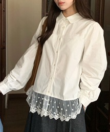 レースドッキングシャツブラウス