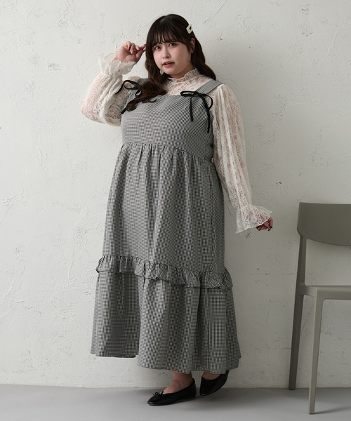 Louiosy（ルオシー）の「【大きいサイズ】リボン付きティアードキャミ