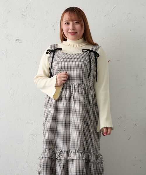 Louiosy（ルオシー）の「【大きいサイズ】リボン付きティアードキャミ