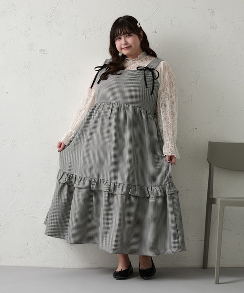 Louiosy（ルオシー）の「【大きいサイズ】リボン付きティアードキャミ