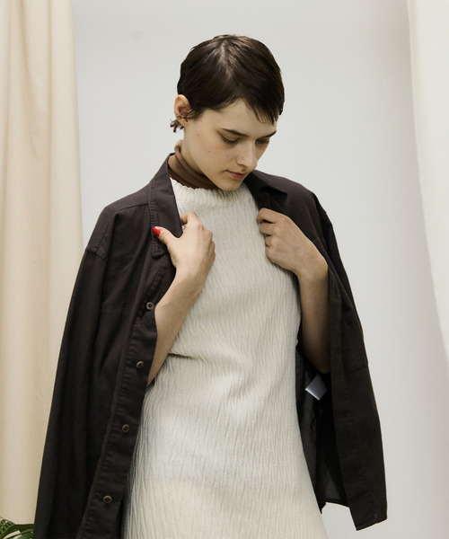 UNFIL(アンフィル)の「unfil アンフィル / egyptian cotton panama shirt jacket エジプトコットンパナマシャツジャケット 超長綿 / WVSP-UW134(ミリタリージャケット・レディース・ブルー/ブラウン系その他/レッド系その他・0)」の2枚目の写真
